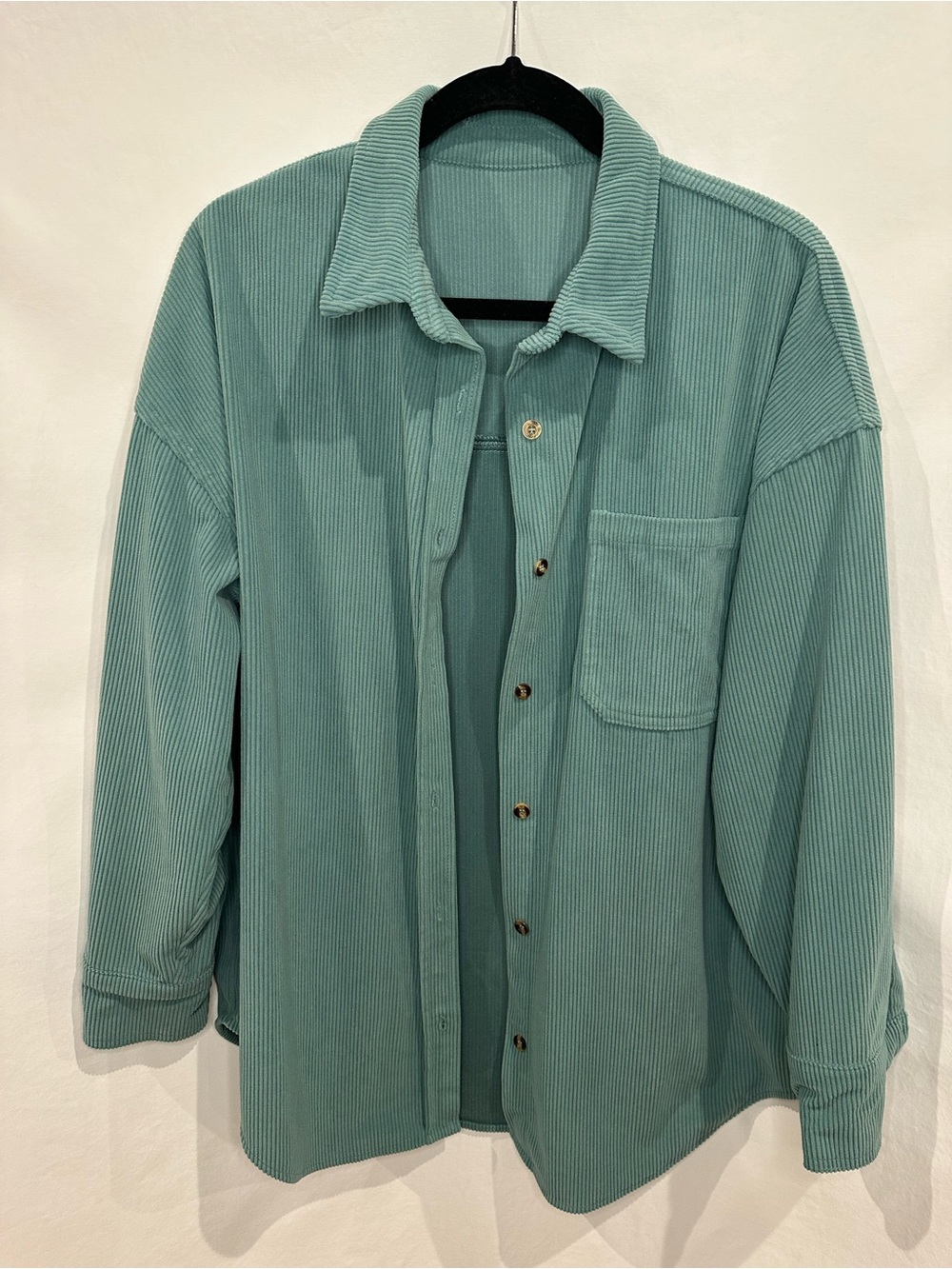 Lightweight Corduroy Shirt Jacket in Seafoam Green - Women's